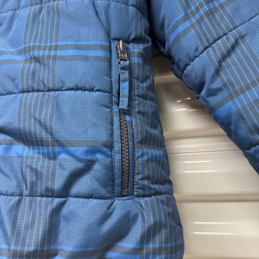 Eddie Bauer Kids Blue Plaid Hooded Puffer Jacket Insulated Winter Coat Size M - Picture 3 of 10